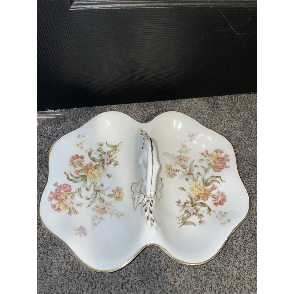 Antique Carl Tielsch Germany C.T. Eagle Porcelain Divided Nut Candy Dish 9882